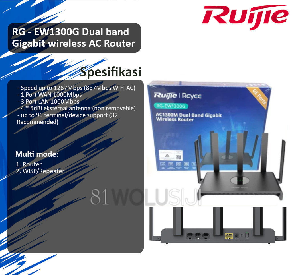 Ruijie Rg Ew G Dual Band Wireless Ac Mbps Gigabit Router Wolusiji